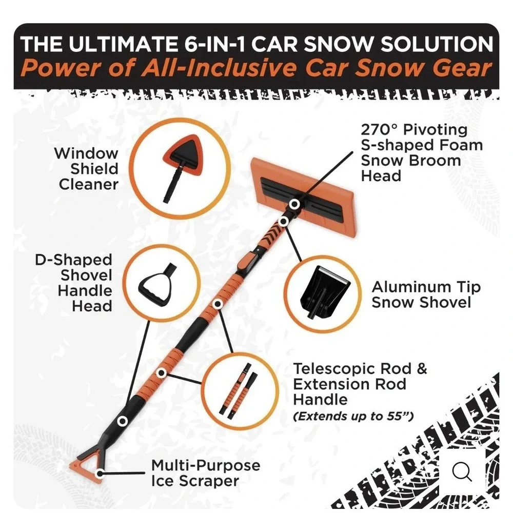 NWT RoofPax Car Snow Clearing Kit Winter Emergency Snow Shovel Brush Ice Scraper